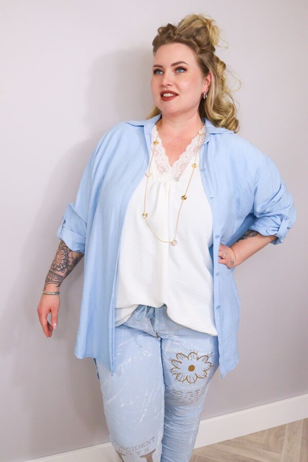 Broek flower spring zacht blauw
