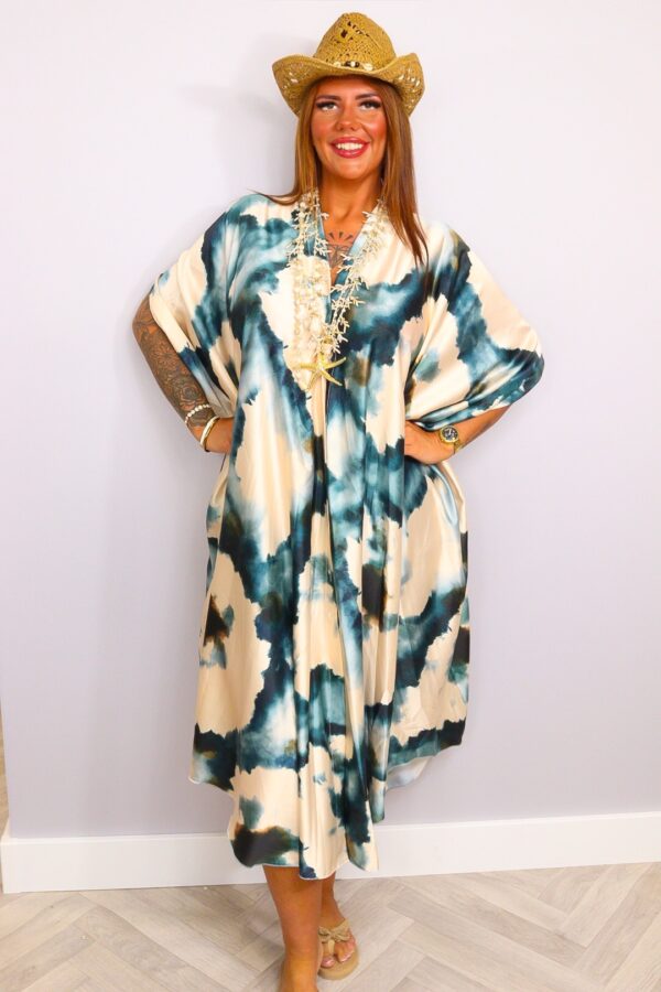 Kaftan Jurk Silk Clouds Blauw