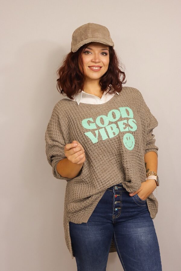 Trui Good Vibes Taupe